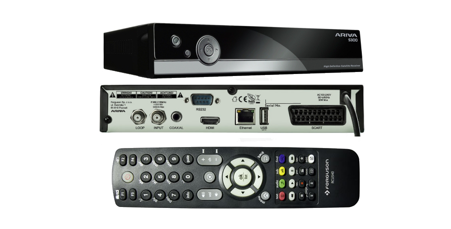Receptor Satélite S300 Ariva Ferguson, DVB-S2 Full HD 1080p con lector de tarjetas y USB con función PVR